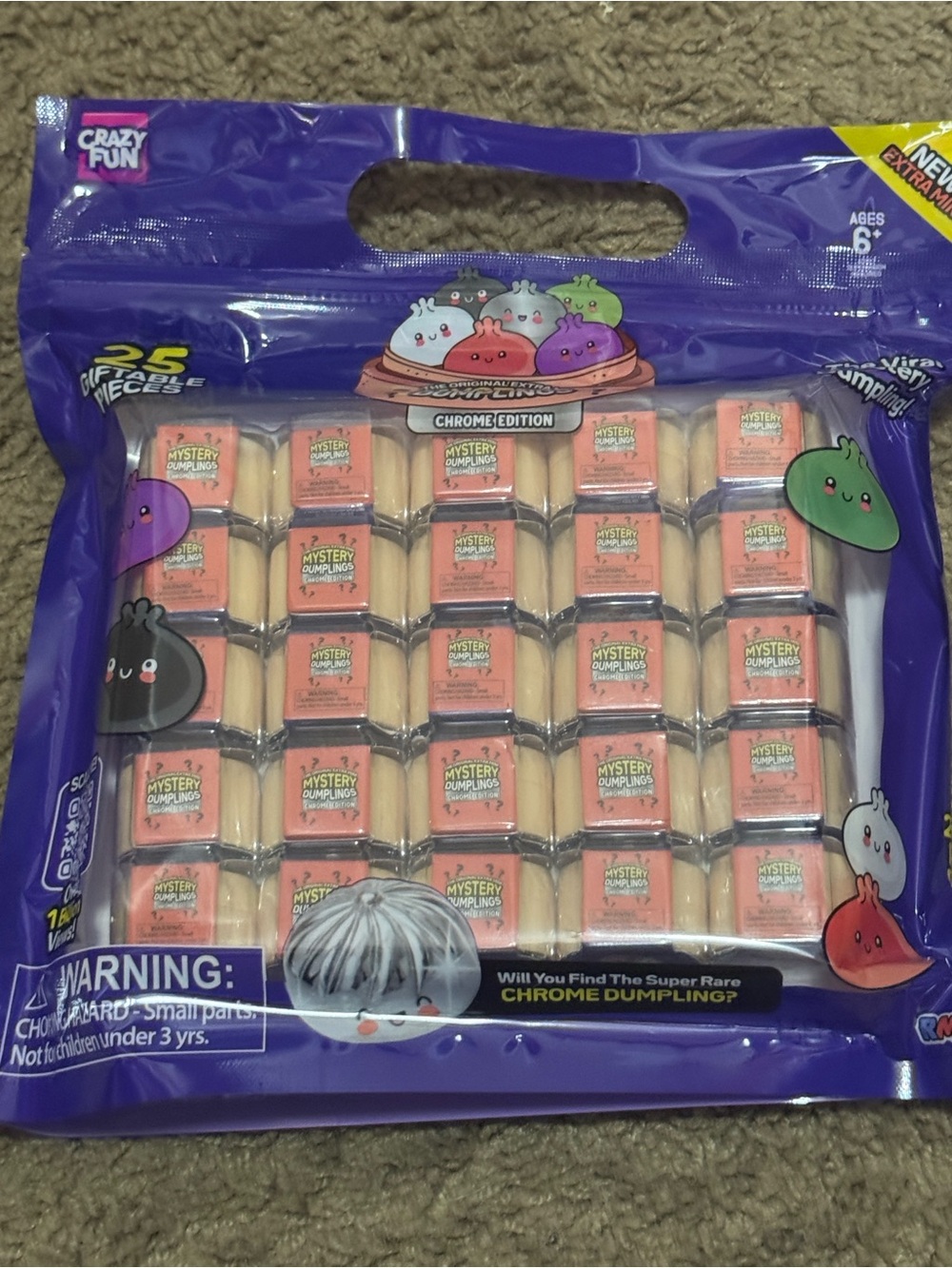 Crazy Fun Mystery Dumplings Chrome Edition Blind Bag Pack - 25 Giftable Pieces
